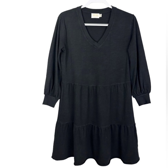 Nation LTD Black V-Neck Cotton Dress - Picture 1 of 7